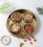 Brass Basket WIth 4 Jars