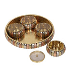 Brass Basket WIth 4 Jars