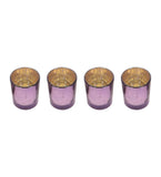 Three Layer Lotus With 4 Purple Glass Votive