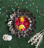 Black & Gold Flower Cut Urli