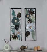 Multicolored Maple Leaves & Flower Wall Decor Set of 2