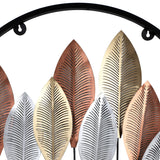 Round Gold Silver & Copper Etching Leaves Wall Decor
