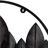 Round Gold Silver & Copper Etching Leaves Wall Decor