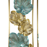 Green & Gold Etchiing Leaves Rectangular Wall Decor Set of 2