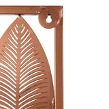 Rectangular Copper & Green Etching Leaves Wall Decor Set of 2