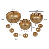 Big Lotus Urli With Stand & Bowls Set of 10