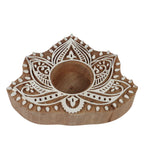 Biege & White Mangowood Tealight Holder Set of 4