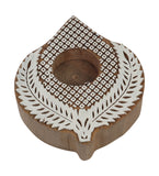 Biege & White Mangowood Tealight Holder Set of 4