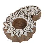 Biege & White Mangowood Tealight Holder Set of 4