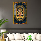 Golden Framed Buddha Acrylic Wall Paintings in Ornate Blue Mandala