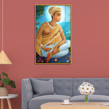 Divine Bhakti Saint Haridas – Spiritual Sitting Monk Portrait by the River for Sacred Décor