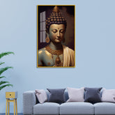 Classical Buddha Bust Acrylic Wall Paintings with Traditional Gold Jewelry