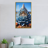 Decorative Lotus Stupa with a Hidden Buddha Acrylic Wall Paintings