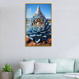 Decorative Lotus Stupa with a Hidden Buddha Acrylic Wall Paintings