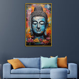 Abstract Buddha Bust Acrylic Wall Paintings with Colorful Lotus Flowers