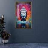 Buddha Acrylic Wall Paintings with Colorful Lotus and Water Reflection