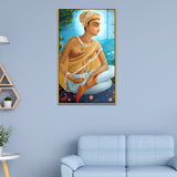 Divine Bhakti Saint Haridas – Spiritual Sitting Monk Portrait by the River for Sacred Décor