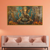 Canvas Wall Painting – Vintage Ganesha for Traditional Interiors