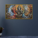 Antique-Inspired Ganesha Wall Canvas – Hindu Home Decor