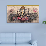 Sacred Ganesha Art in Vintage Texture – Canvas Wall Piece