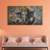 Old-World Charm Ganesha Painting – Rustic Religious Wall Art