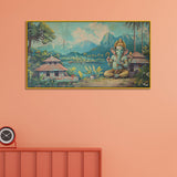 Lord Ganesha Vintage Traditional Madhubani Canvas Wall Painting