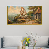 Vintage Lord Ganesha Tapestry Art – Sacred Wall Decor Piece