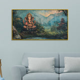 Sacred Hindu Vintage Wall Canvas – Lord Ganesh Artwork