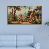 Lord Ganpati Wall Canvas – Vintage Ethnic Vibe Painting