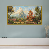 Handcrafted Vintage Ganesha Canvas – Classic Spiritual Painting