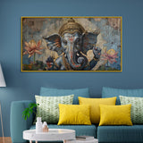 Old-World Charm Ganesha Painting – Rustic Religious Wall Art