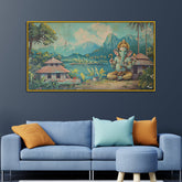Lord Ganesha Vintage Traditional Madhubani Canvas Wall Painting