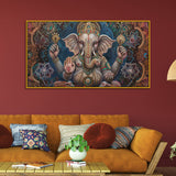 Framed Ganesha Painting in Vintage Style – Wall Art for Home Temple
