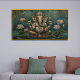 Traditional Ganesha Wall Portrait – Ethnic Vintage Canvas Art