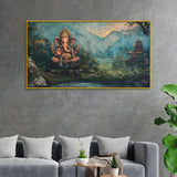 Sacred Hindu Vintage Wall Canvas – Lord Ganesh Artwork