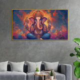 Antique Ganesha Painting on Canvas – Divine Wall Hanging