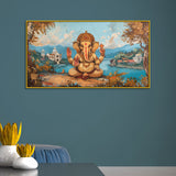 Indian God Ganesha in Vintage Style – Framed Wall Canvas
