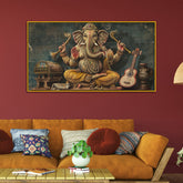 Elegant Ganesha Vintage Wall Art – Hindu God Painting