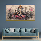 Sacred Ganesha Art in Vintage Texture – Canvas Wall Piece