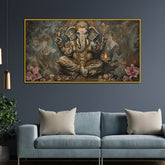 Retro Style Ganesha Wall Canvas – Hindu God Decor Piece