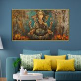 Canvas Wall Painting – Vintage Ganesha for Traditional Interiors