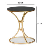 Modern Black Accent Side Table with Gold Ring Base