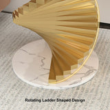 Twisted Gold Pedestal Side Table with White Marble Top