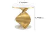 Twisted Gold Pedestal Side Table with White Marble Top
