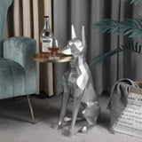 Dog Luna Diamond Decorative Showpiece with Tray in Gray Color