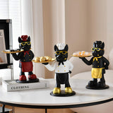 Dog Showpiece with Plate for Home Decor Item, Kitchen, Bedroom, Office, Dinning Table, Gifts Item Set of 3