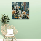 Flowers White Canvas Painting for Home, Bedroom & Living Room