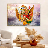 Lord Vishnu with Goddess Laxmi Canvas Wall Painting/ Floating Frame