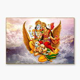 Lord Vishnu with Goddess Laxmi Canvas Wall Painting/ Floating Frame