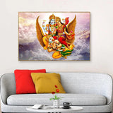 Lord Vishnu with Goddess Laxmi Canvas Wall Painting/ Floating Frame